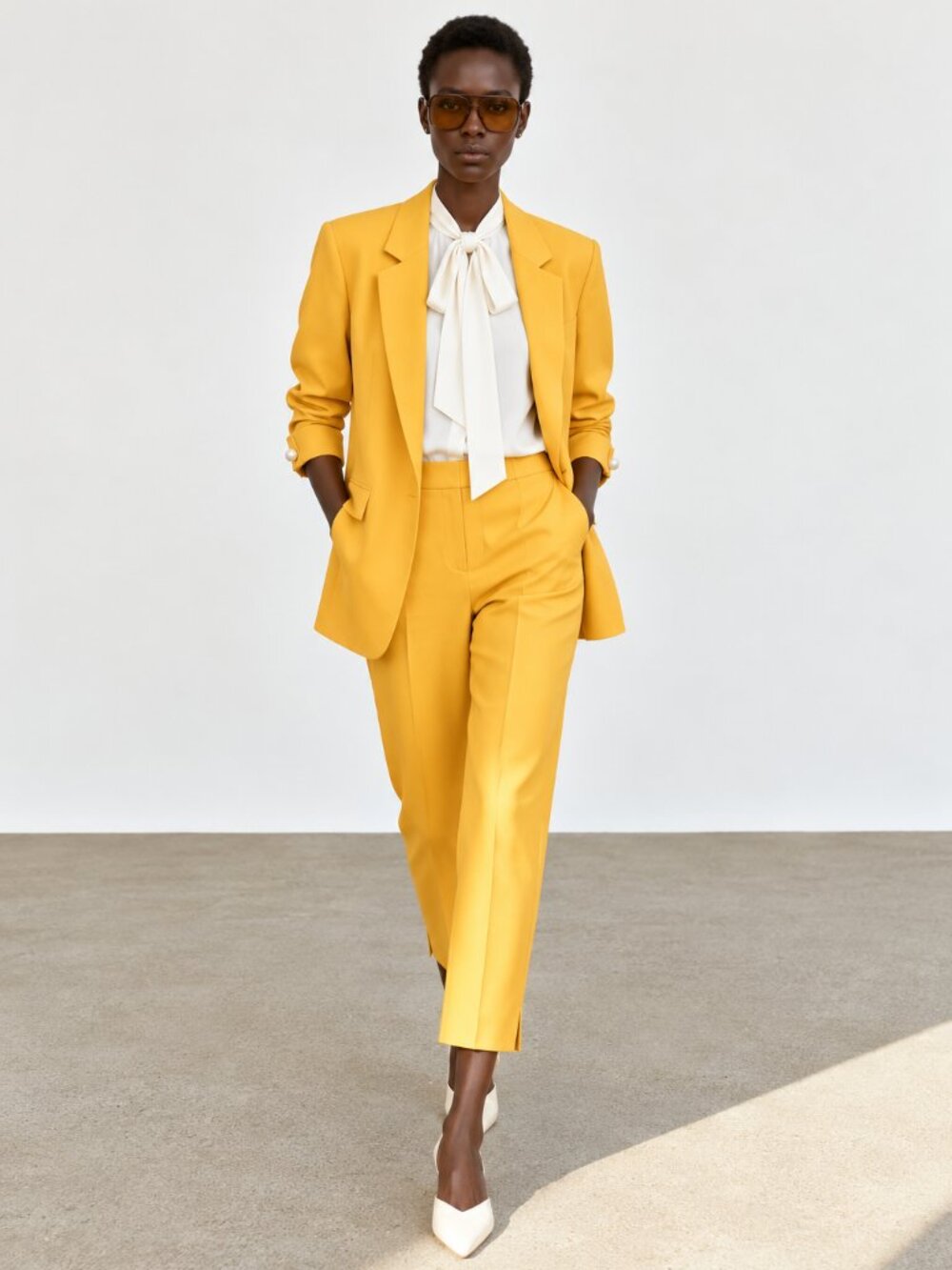 Zara Tailored Suit Set Mustard Yellow